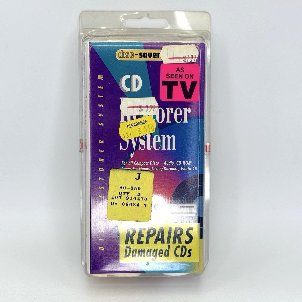 Vintage 1996 Disc Saver CD Restorer System As Seen On TV Repair Cleaner‎ Kit NIP